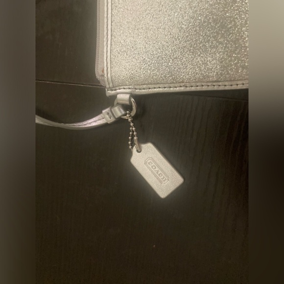 Coach Vintage glittery silver skinny zip wristlet wallet. Good used condition - Picture 3 of 9
